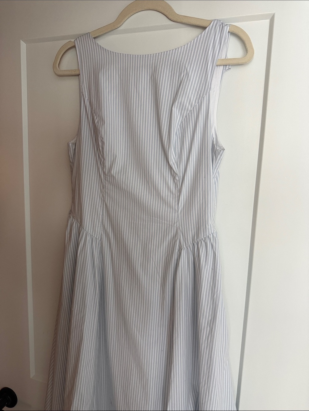 Aritzia Sleeveless White Midi Dress with Subtle Stripes - Picture 3 of 4